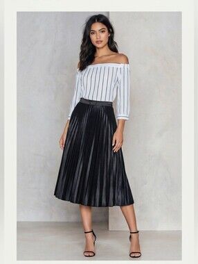 Set Of Two- Off shoulder Top With Midi Pleated Skirt.